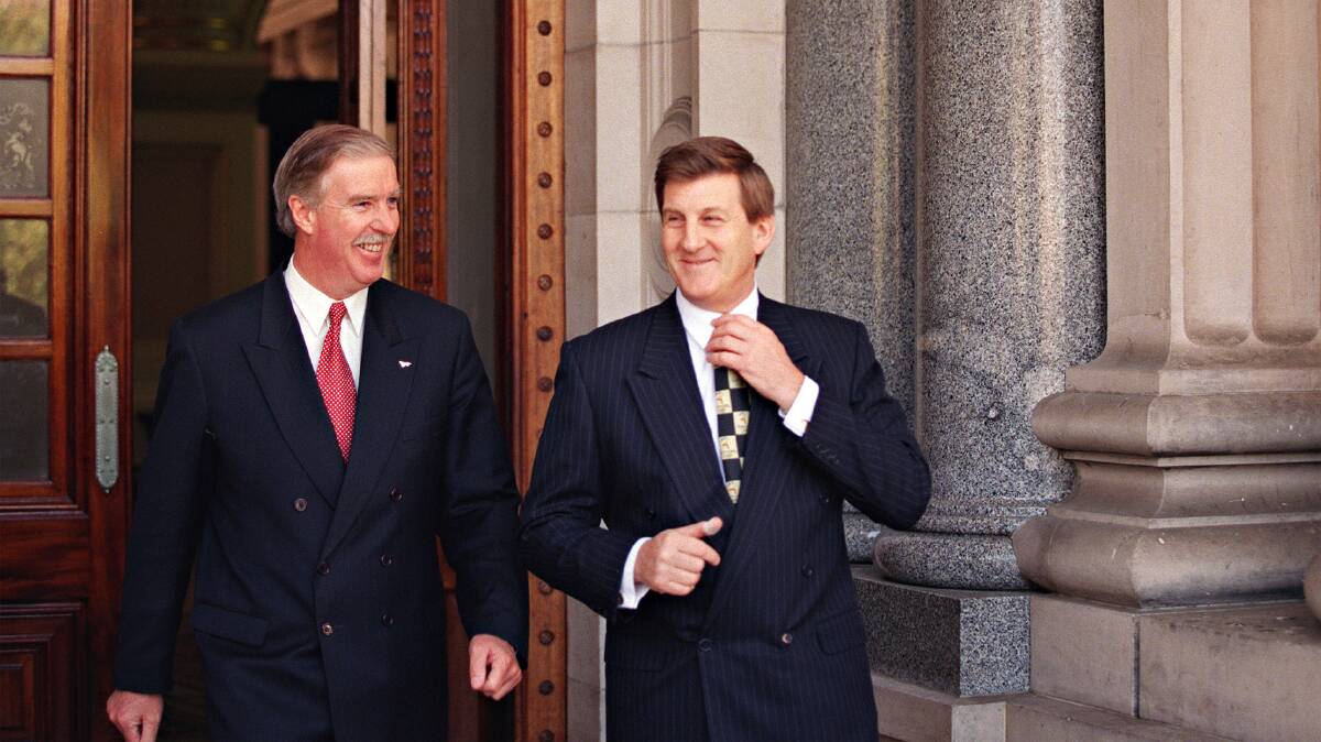 National Party leader Pat McNamara and Premier Jeff Kennett in Spring Street during the mid-1990s.