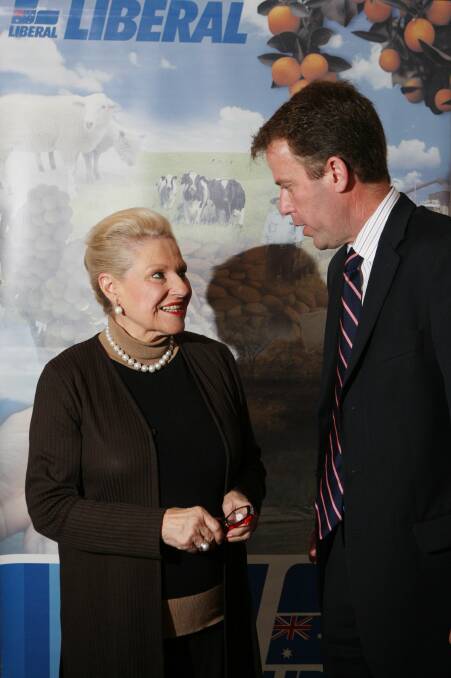 Bronwyn Bishop with Wannon MP Dan Tehan at a Liberal Party function in Warrnambool in 2011. Picture: Leanne Pickett.