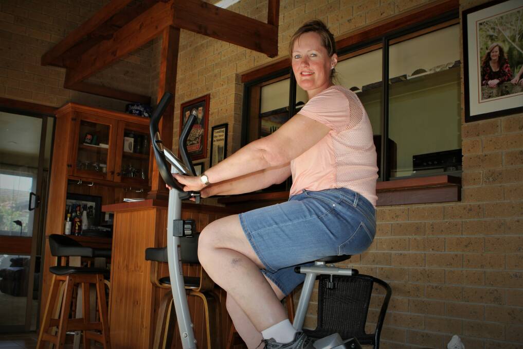 ON THE GO: Exercise is part of Gabrielle Leslie's daily routine to help deal with the effects of lipedema. Ms Leslie is writing a book about the condition. Picture: Anthony Brady  