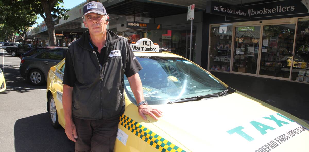 STAY PUT: 13CABS Warrnambool director Rodney Woodbridge at the Liebig Street taxi rank. He is not pleased it's moving. Picture: Anthony Brady 