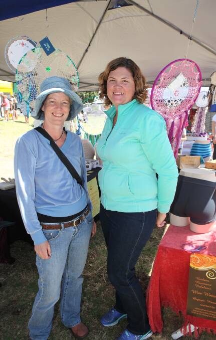 CRAFTY: Stalls co-ordinator Pam McGoldrick (right) with stallholder Debra O'Keeffe, who sells her Wise Woman Undies at the market. Picture: Anthony Brady  