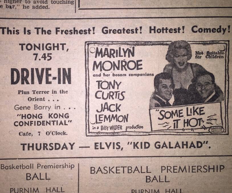 HOT MOVIE: The advertisement that appeared in The Standard for the Warrnambool drive-in back in October 1966.