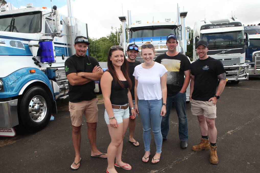 Aaron Cruise, Jessica Bick, Jason Blackley, Sarah Logan, Matthew Richardson and Miles Langley at the Koroit Truck Show. 