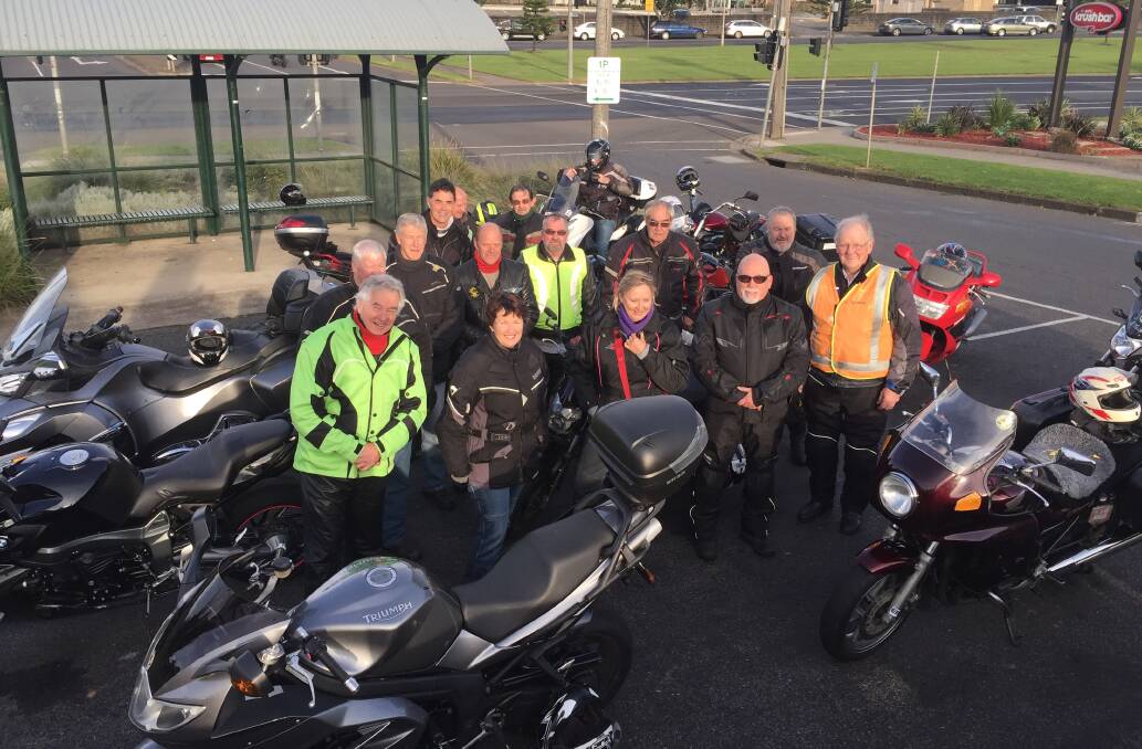 READY TO ROLL: Warrnambool and District Motorcycle Owners Club before their ride to Portland on Thursday. Picture: Anthony Brady