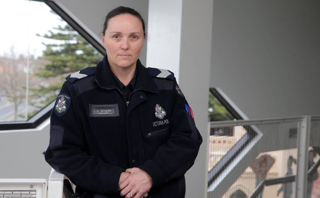 MAKING A DIFFERENCE: Sergeant Sally Slingsby from Camperdown police is part of the Corangamite team in the Great South Coast Ice Challenge. The team is working with Wannon Water. Picture: Rob Gunstone