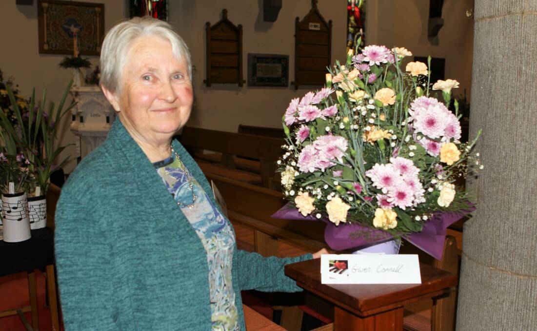 GREEN THUMB: Sue Henry was part of the team that put together the Anglican Christ Church of Warrnambool Festival of Flowers on the weekend. Picture: Anthony Brady