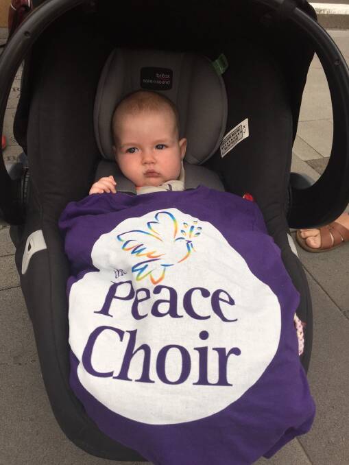 The youngest member of the Peace Choir Nancy Schlachter.