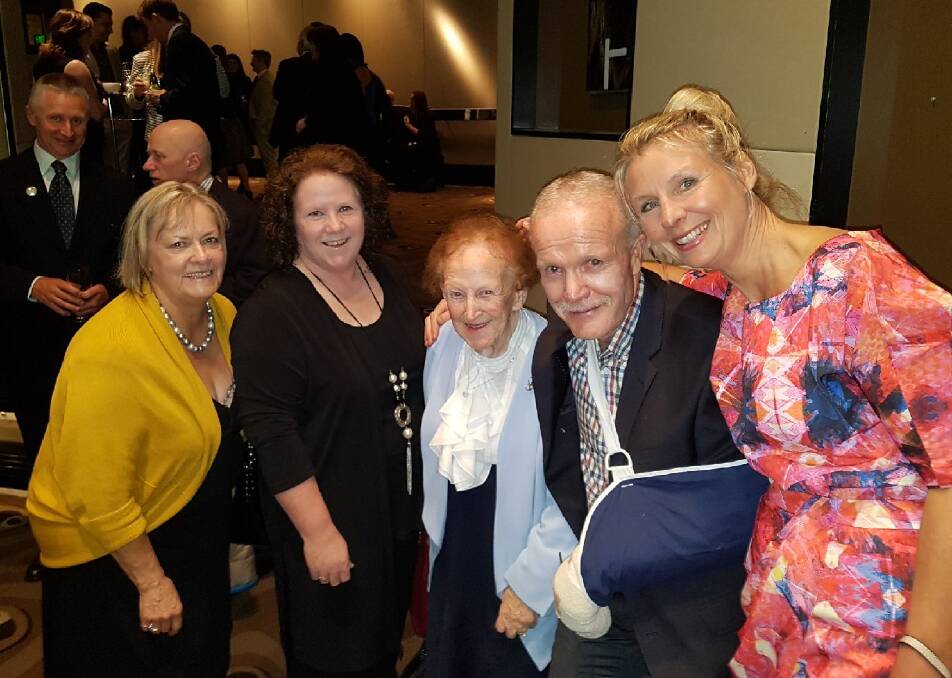 HAPPY: Pam Dowling, Geraldine Ryan, Geraldine Ryan, Anthony Dowling and Adele MacDonald at the reception for the Irish president last Friday night in Melbourne. 