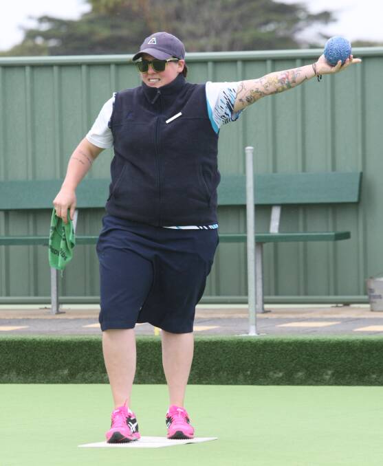HERE IT COMES: Port Fairy's Alicia Drew prepares to send down her next bowl during the Tuesday pennant clash with City Memorial Gold. Picture: Anthony Brady