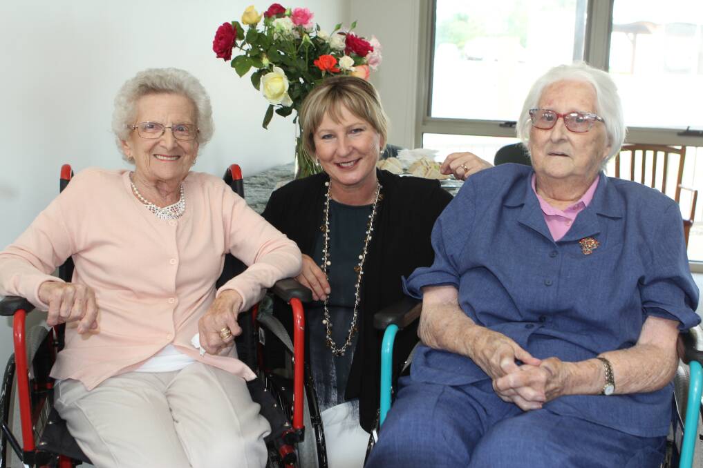 Terang and Mortlake Health Service residents Marie Milroy and Patricia Stanhope with Member for Western Victoria Gayle Tierney.  