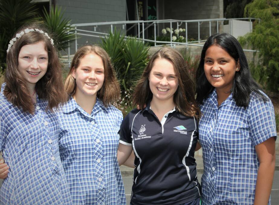 LESS IS MORE: Warrnambool College students Anna Barker, Meg Reuel, Samara Howie and Rithika Josy are happy with their new hair styles. Picture: Anthony Brady 
