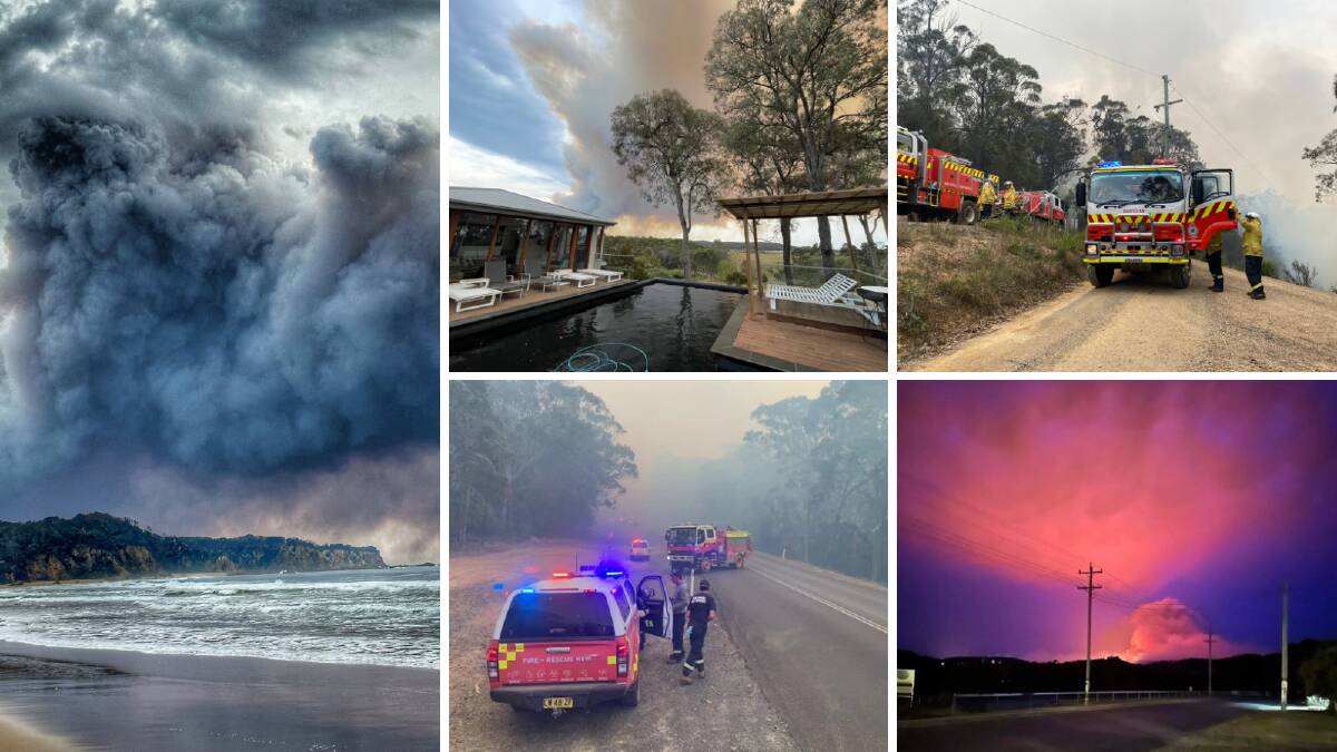 Homes have been destroyed by the Coolagolite Road fire burning on the South Coast. Pictures by David Allen, Vanessa Forbes, FRNSW Kiama
