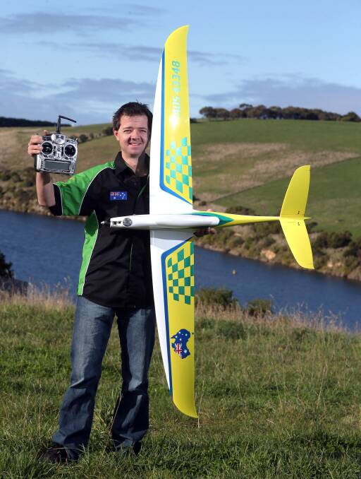 FLYING HIGH: Warrnambool's Leigh Hocken is hopeful he can bring home silverwear from the world championships for pylon racing model aeroplanes. Picture: Damian White