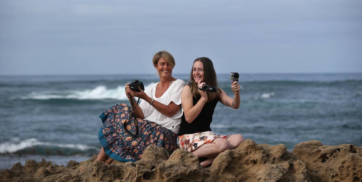 CALL OUT: Fun4Kids' Bec Elmes and Oceanarium lead artist Becky Nevin Berger are encouraging the community to get involved in the exciting art project by capturing footage of the south-west coast. Picture: Vicky Hughson 