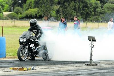 Drag racing at Warrnambool airport, pictured is Terry (spills) Malone 110227AS70 Picture: Aaron Sawall