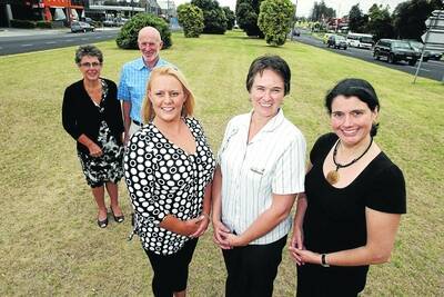 Peter’s Project committee member Vicki Jellie (back left) with Palliative Care director Dr Eric Fairbank announce study scholarships so Melissa King (front left), Pauline McCaul and Dr Emma Greenwood can continue their medical studies 