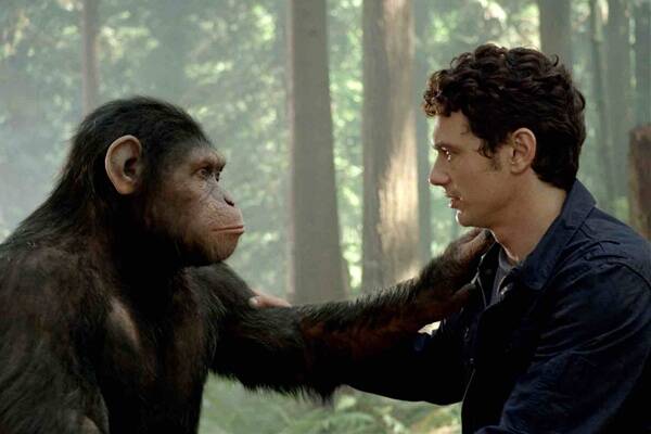 Caesar and Will (James Franco) share a moment in  Rise Of The Planet Of The Apes .
