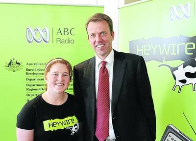 Member for Wannon Dan Tehan with Heywire finalist Bethany Evans, of Timboon.