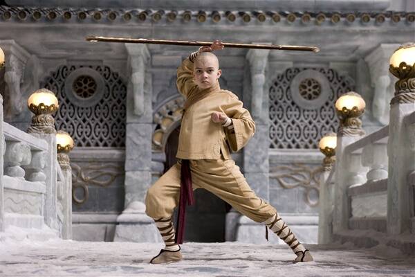 Noah Ringer as Aang in the terribly written  The Last Airbender .