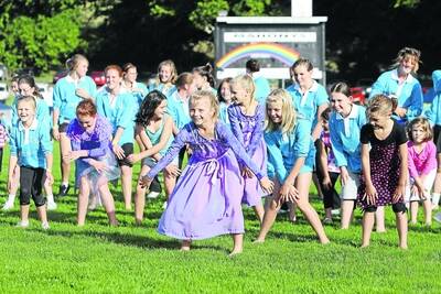 Relay for Life at Camperdown's Leura Oval involved some fun such as this dance session being led by Sophie Sumner, 9, of Camperdown.100320GW12 Picture: GLEN WATSON