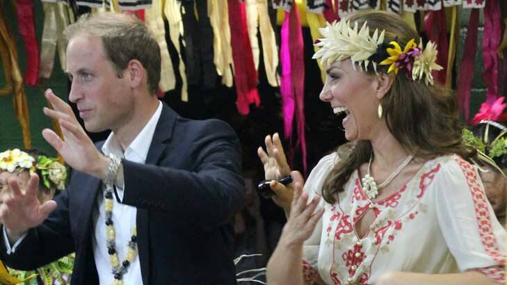 The Duke and Duchess of Cambridge dance with Tuvalu locals on their royal tour of the South Pacific.