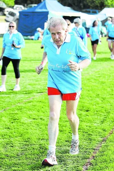 Relay for Life at Camperdown's Mt. Leura oval.Retired Politician Stuart McArthur pictured as he ran around the track.100320GW07 GLEN WATSON