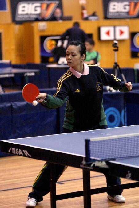 Australian women’s table tennis champion Miao Miao in action at the Warrnambool Table Tennis Tournament at the Arc.