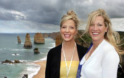 Mona Crandell and her best friend Janice Holmes from Canada at the Twelve Apostles.