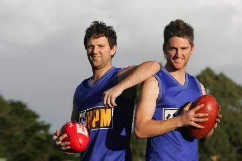 Josh Parkinson (left) will play his 100th game for North Warrnambool Eagles today alongside his brother, Jeremy, who has played 50. 080718AM35 Picture: ANGELA MILNE