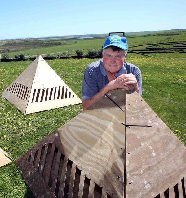 Illowa farmer Rob Rowley says his pyramids can generate electricity and help with erosion.
