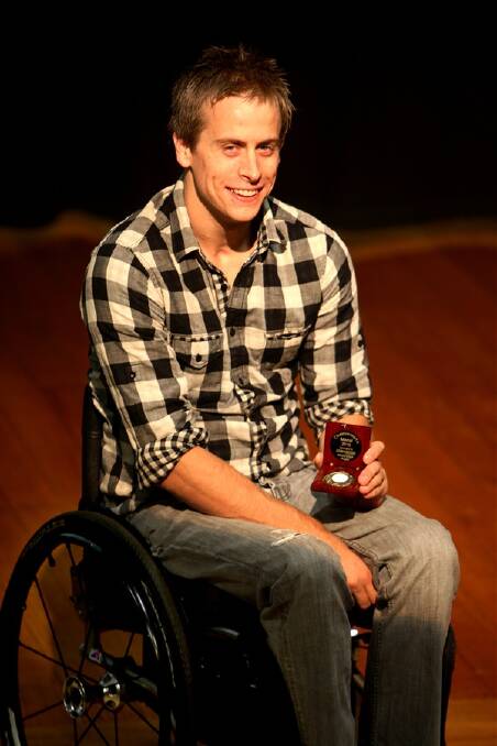Wheelchair rugby player Josh Hose with his South West Sports Assembly award.