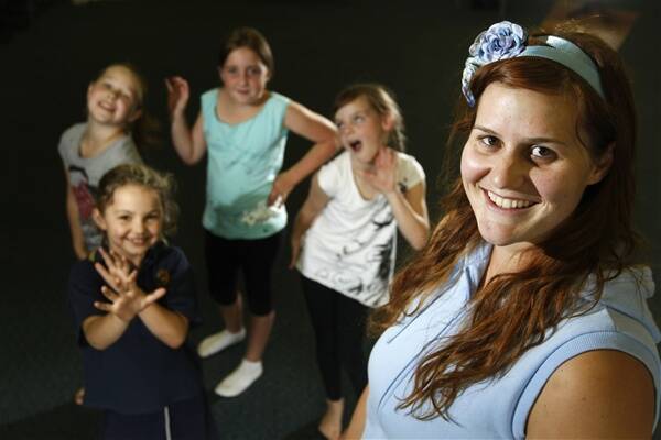 Drama teacher Jennifer Monk is back in her home town to help other aspiring performers, such as (from left) Georgia Gibson, 8, Dakotah Keane, 7, Charlotte Simpson, 8, and Abbey Warburton, 8.