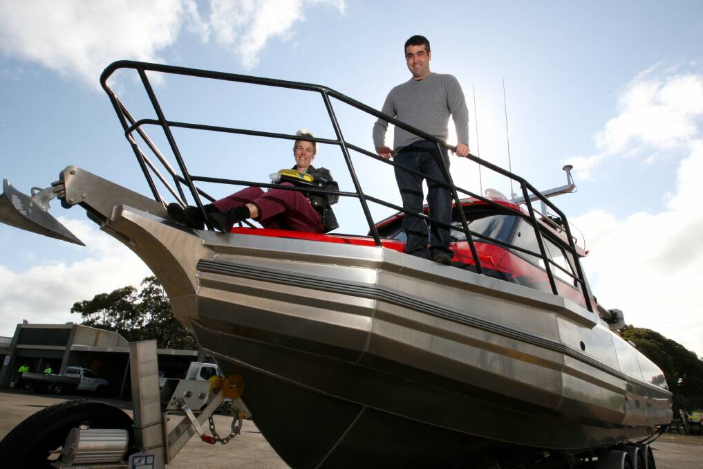 Lou Hollis and Dr Daniel Ierodiaconou check out the accommodation on Yolla, Deakin University's new marine research vessel.