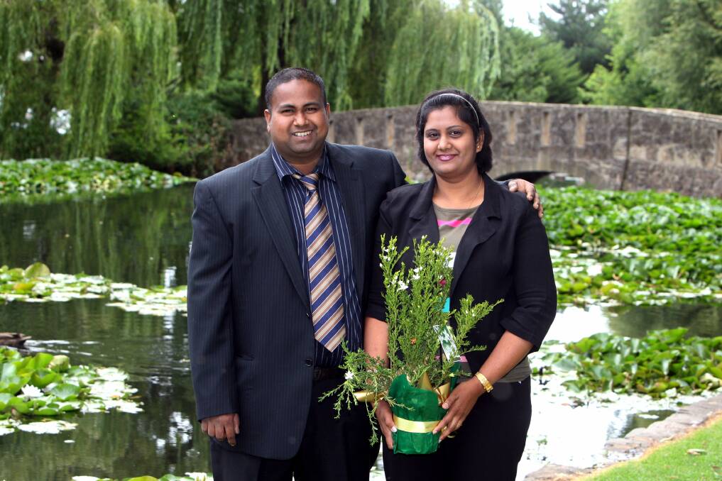 After enjoying the security of Warrnambool for the past four years, Raj Chetty (left) and Ranjila Narayan, originally from Fiji, took out Australian citizenship at the Australia Day ceremony at the botanic gardens on Saturday.    