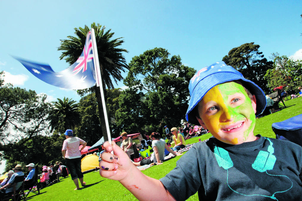 There was no mistaking the nationality of Jake Goddard, 5, from Warrnambool, at the botanic gardens. 