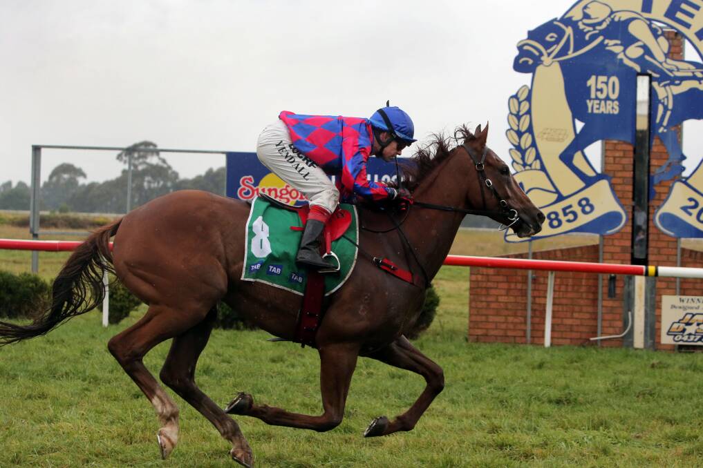 Let Them Have It, ridden by Dean Yendall, heads to the line 1½ lengths clear in race five at Terang on Saturday. 