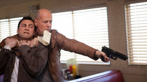 Joe (Levitt and Willis) has a moment with himself in Looper.