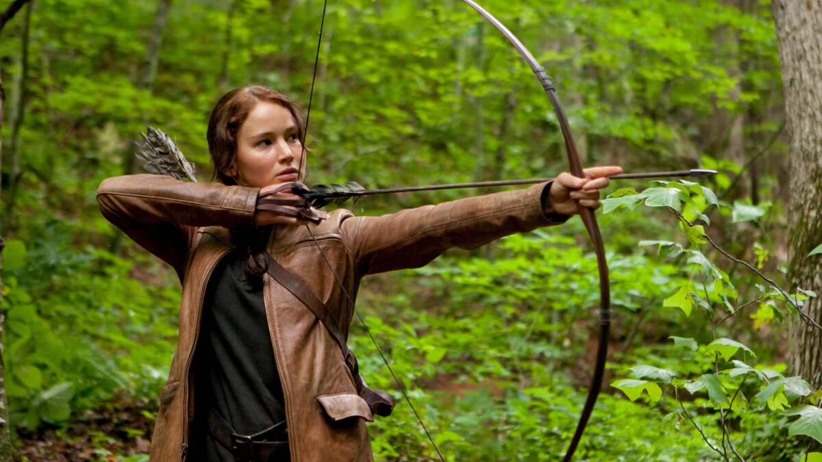 Jennifer Lawrence in action as Katniss Everdeen.