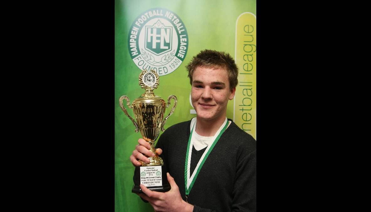 Colac Tigers' Chris Dunne with his under 16 best and fairest award.