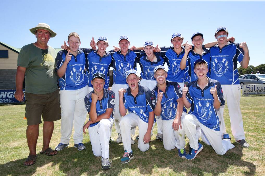 The victorious Russells Creek side celebrates its WDCA under 17 Twenty20 grand final win over Port Fairy. 