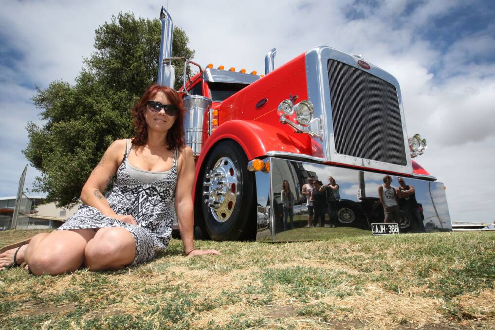 Owner and driver Andrea Crawford, from Batesford, shows off her 2010 Peterbilt 388 that claimed Koroit Truck Show’s rig of the show for the second year. 