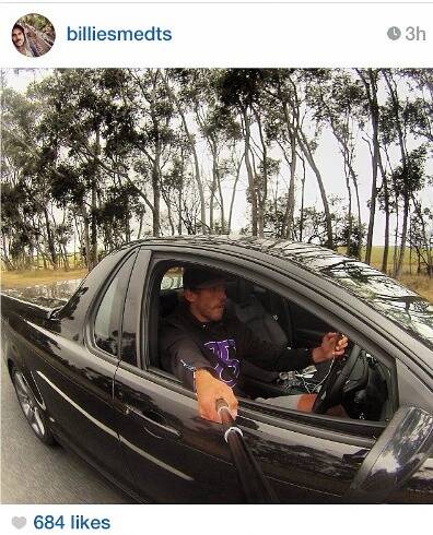 Billie Smedts posted this image to his Instagram account, which appears to show him taking a photo of himself while driving.