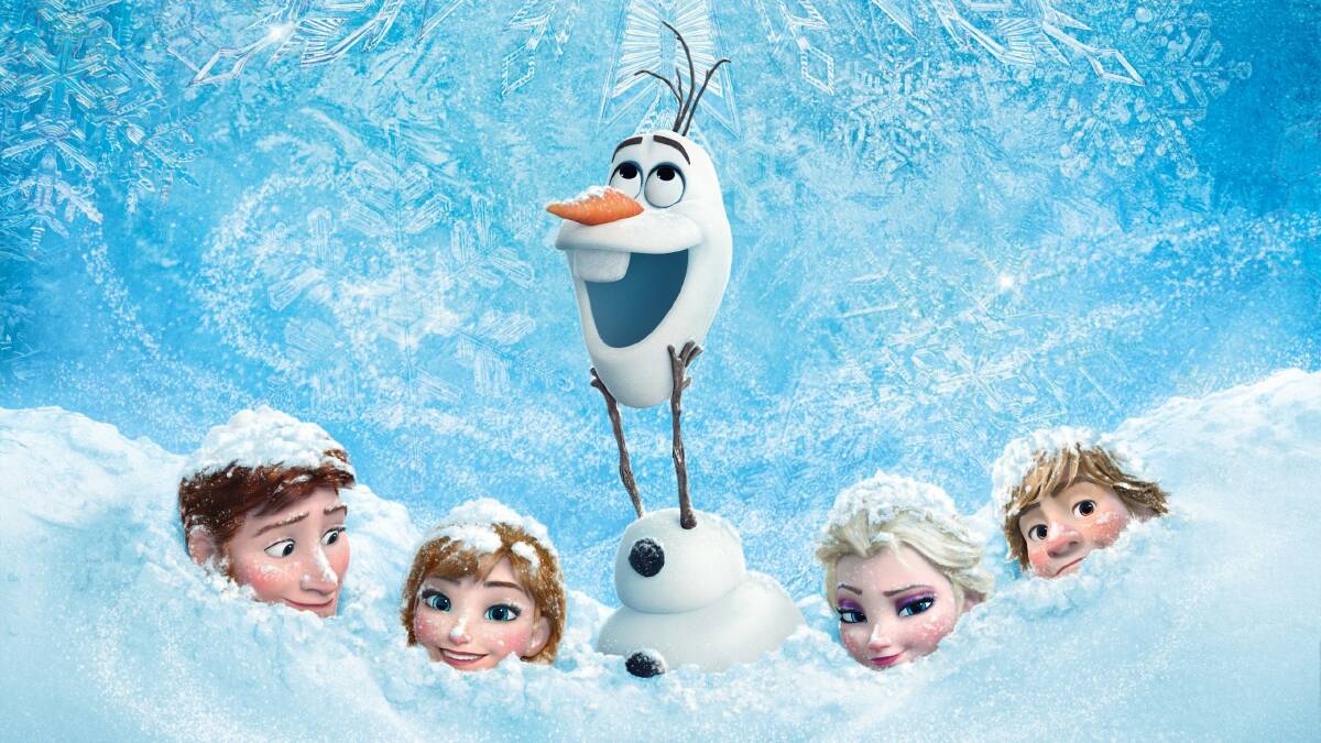 The characters of Frozen, up to their necks in the white stuff.