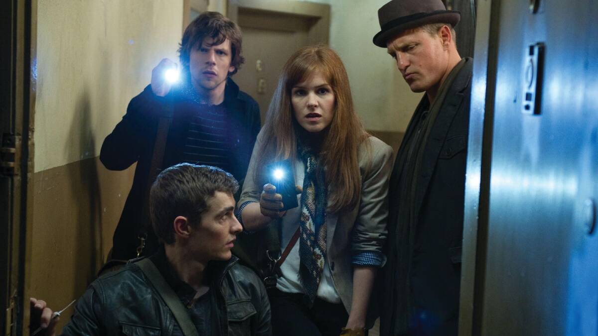Eisenberg, Franco, Fisher and Harrelson do their best in the flashy fizzer Now You See Me.