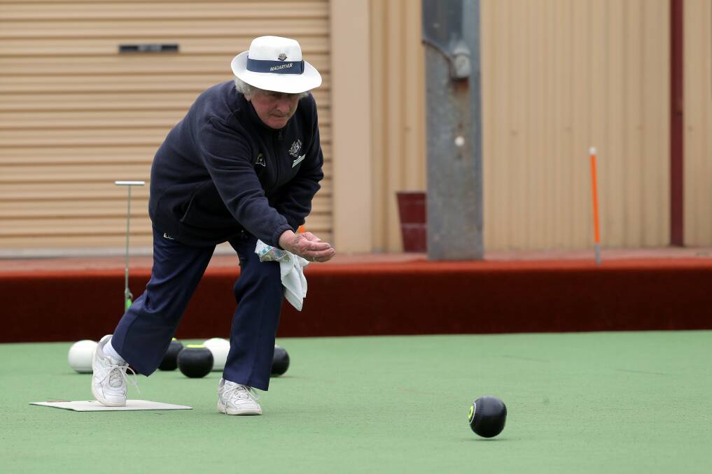 Macarthur bowler Jean Schroeder competes in the West Coast Region opening day in Warrnambool. 