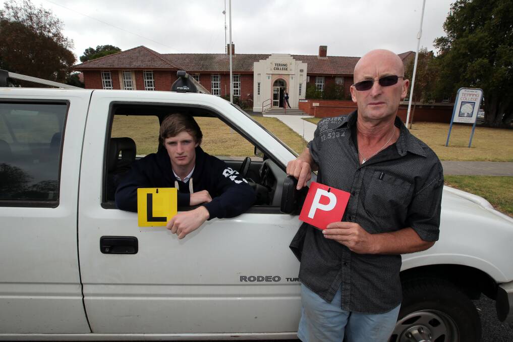 Terang College year 12 student Marcus Hicks, 17 (left), is at the perfect age to benefit from the ROADwhyz program, co-ordinated by teacher Bruce McDonald. 