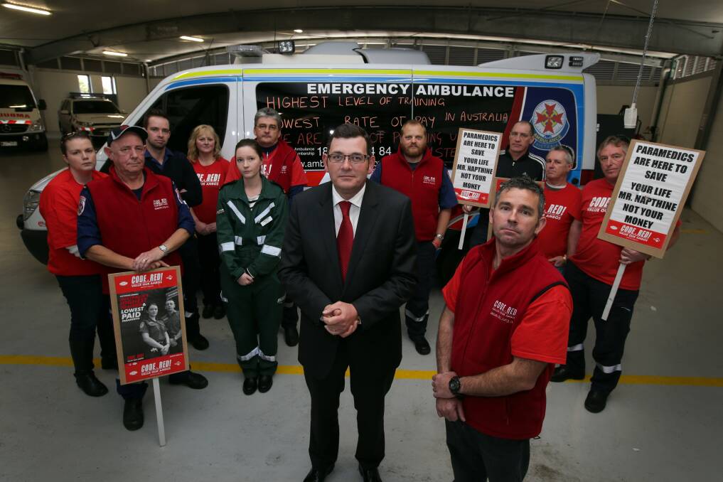 State Opposition Leader Daniel Andrews heard the concerns of Warrnambool paramedics at the city’s ambulance station on Raglan Parade yesterday.