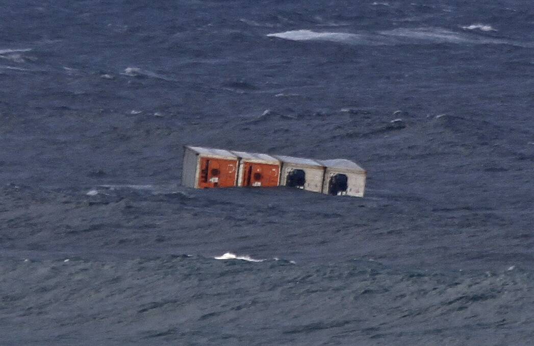 These four shipping containers were spotted floating in Bridgewater Bay last week. 