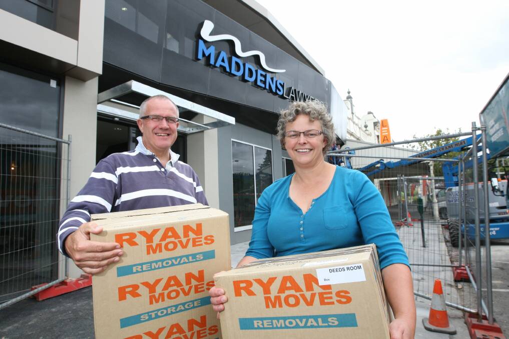 Maddens Lawyers principals Robert Cole and Fiona Giblin move into their new offices in Koroit Street. 
