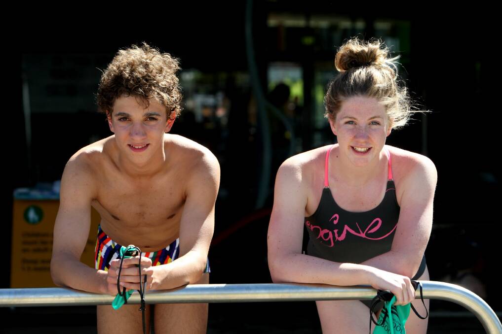 Warrnambool Swimming Club members Blake Turner, 13, and Lainey Miller, 14, will compete at the state long-course championships next week.